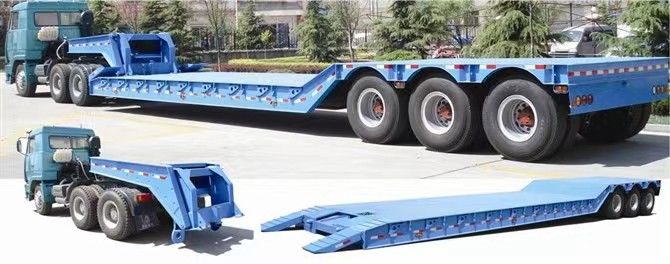 semi-remorque plate basse col de cygne gooseneck low flat semi-trailer